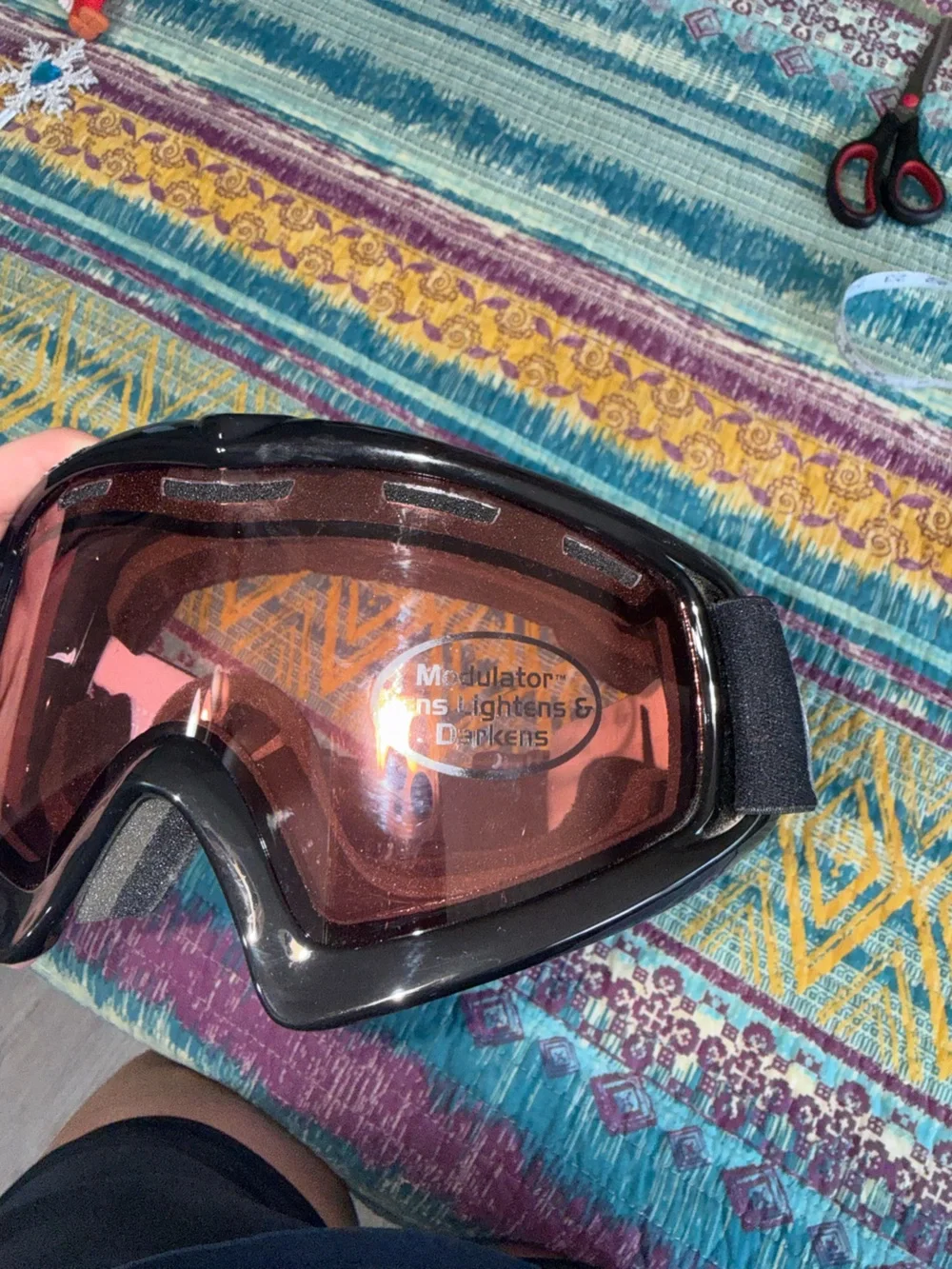 bolle Black Frame Ski/Snow Goggles with Orange Lens Buckle Adjustable Strap